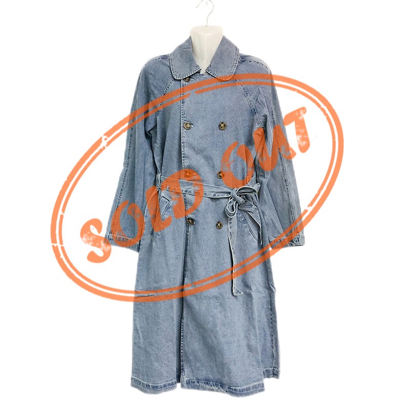 Overstock Ladies Denim Cotton Long Roomves Jackets пуговица вниз по двойной грудь